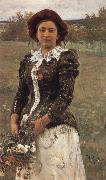 Ilya Repin Autumn Bouquet Portrait of Vera Repina,the Artist-s Daughter oil